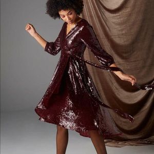 Tie front sequin wrap dress